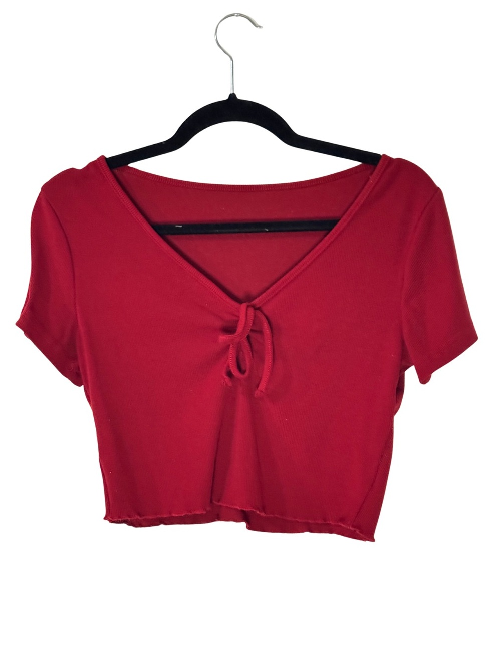 Red Tie-Front V-Neck Crop Top - Women